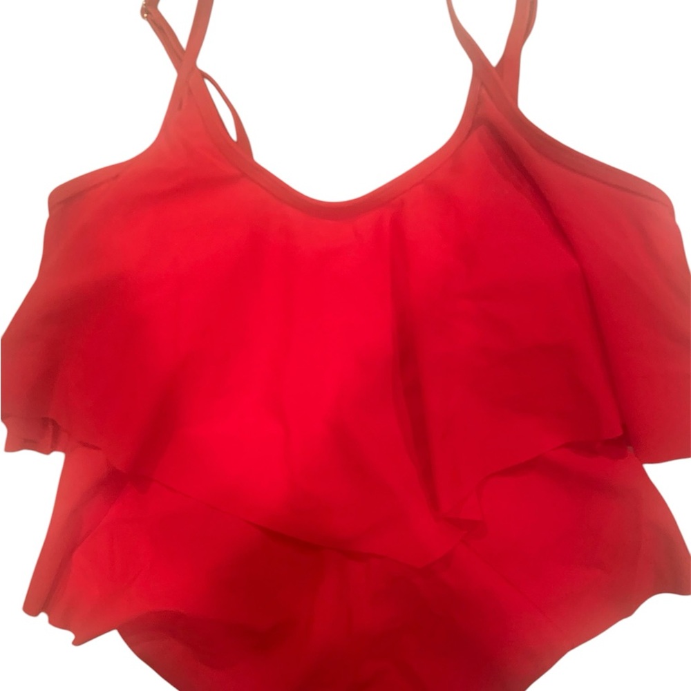 Red Ruffled Tankini Set - Picture 3 of 5